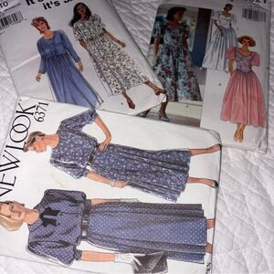 Vintage 90s 80s dress patterns full sleeve maxi new look simplicity Butterick
